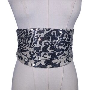 ESCADA 1980's Vintage Wide‎ Waist Belt Sequin Patterned Statement Belt size 34